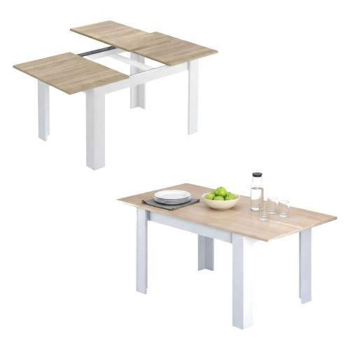 Tavolo allungabile moderno 6-8 posti 140/190x90cm rovere e bianco - Abudula