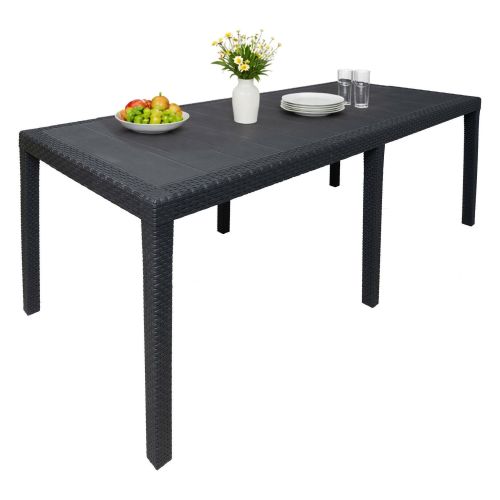 Tavolo da giardino allungabile 8-10 posti 150/220x90cm effetto rattan antracite - Abbaviva